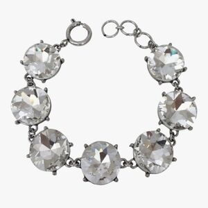 Large Round Clear Rhinestone Bling Silver Tone Clasp Bracelet